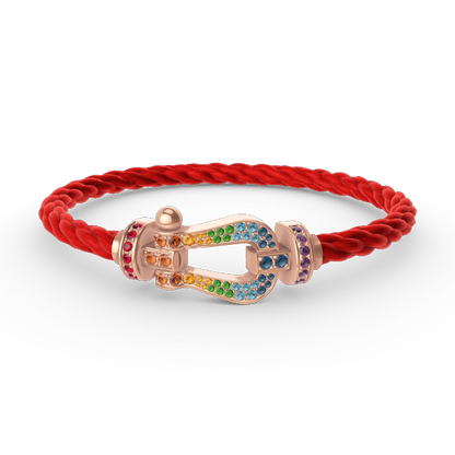 [BLUE TEARS]FORCE LARGE HORSESHOE  COLORED DIAMOND BRACELET ROSE GOLD