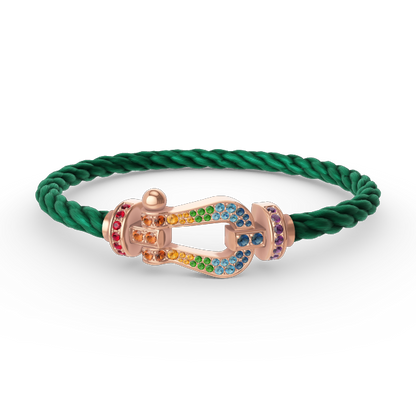 [BLUE TEARS]FORCE LARGE HORSESHOE  COLORED DIAMOND BRACELET ROSE GOLD