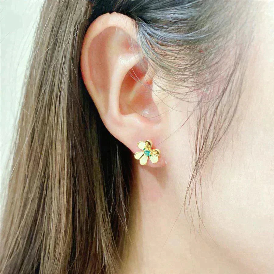 [BLUE TEARS]FRIVOLE  FLOWER MALACHITE EARRINGS