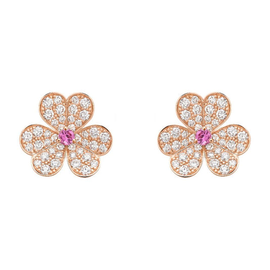 [BLUE TEARS]FRIVOLE PINK GOLD FLOWER DIAMOND EARRINGS