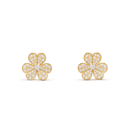 [BLUE TEARS]FRIVOLE GOLD FLOWER DIAMOND EARRINGS