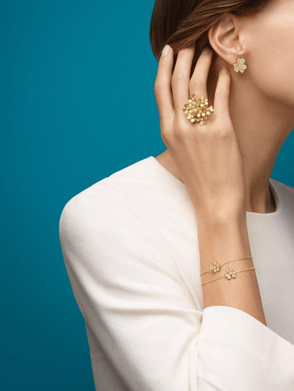 [BLUE TEARS]FRIVOLE GOLD FLOWER DIAMOND EARRINGS