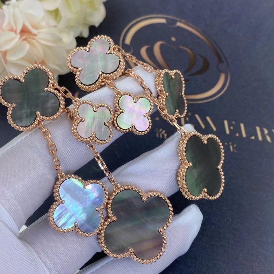 [BLUE TEARS]CLOVER EARRINGS DARK MOP 4 MOTIFS ROSE GOLD