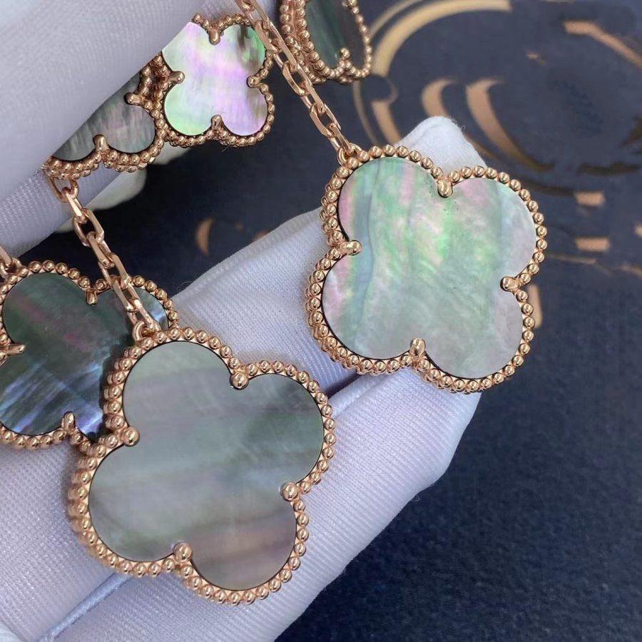 [BLUE TEARS]CLOVER EARRINGS DARK MOP 4 MOTIFS ROSE GOLD