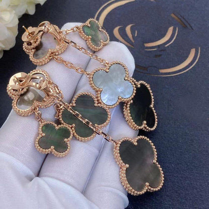 [BLUE TEARS]CLOVER EARRINGS DARK MOP 4 MOTIFS ROSE GOLD