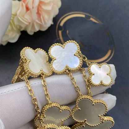 [BLUE TEARS]CLOVER EARRINGS WHITE MOP 4 MOTIFS GOLD
