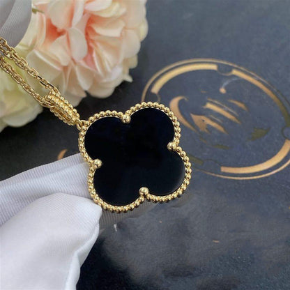 [BLUE TEARS]CLOVER 25MM GOLD ONYX BIG CLOVER NECKLACE