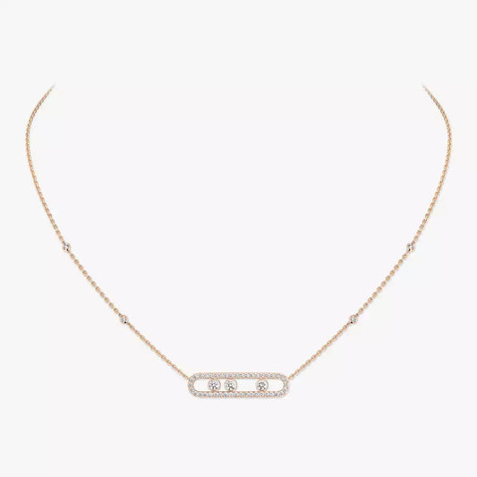 [Blue Tears Jewelry] Move Pave_ Rose Gold Diamond Necklace