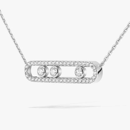 [Blue Tears Jewelry] Move Pave_ Rose Gold Diamond Necklace
