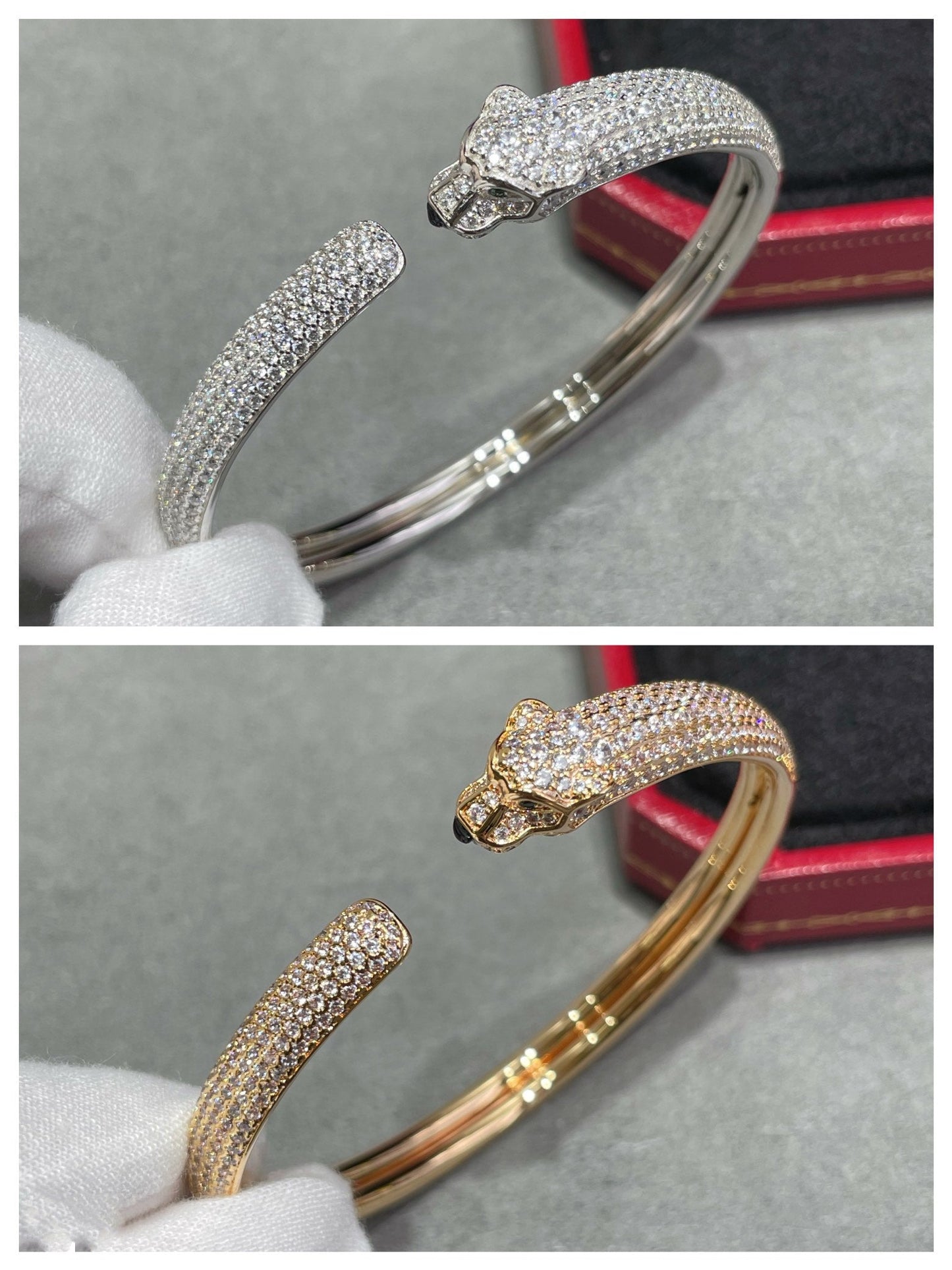 [BLUE TEARS]PANTHERE FULL DIAMOND OPEN BRACELET