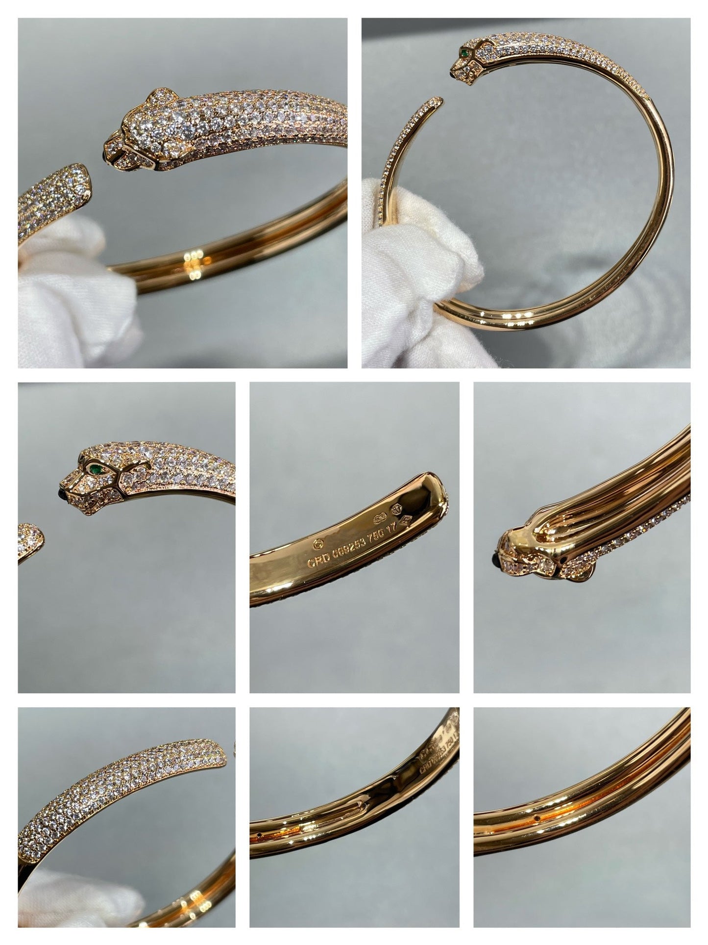 [BLUE TEARS]PANTHERE FULL DIAMOND OPEN BRACELET