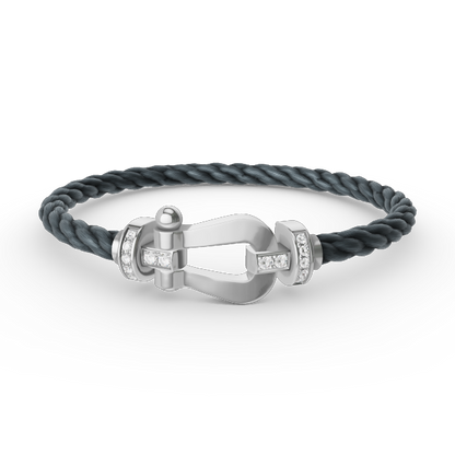 [BLUE TEARS]FORCE LARGE HORSESHOE HALF DIAMOND BRACELET SILVER