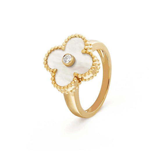 [BLUE TEARS]CLOVER PINK MOP RING GOLD DIAMOND